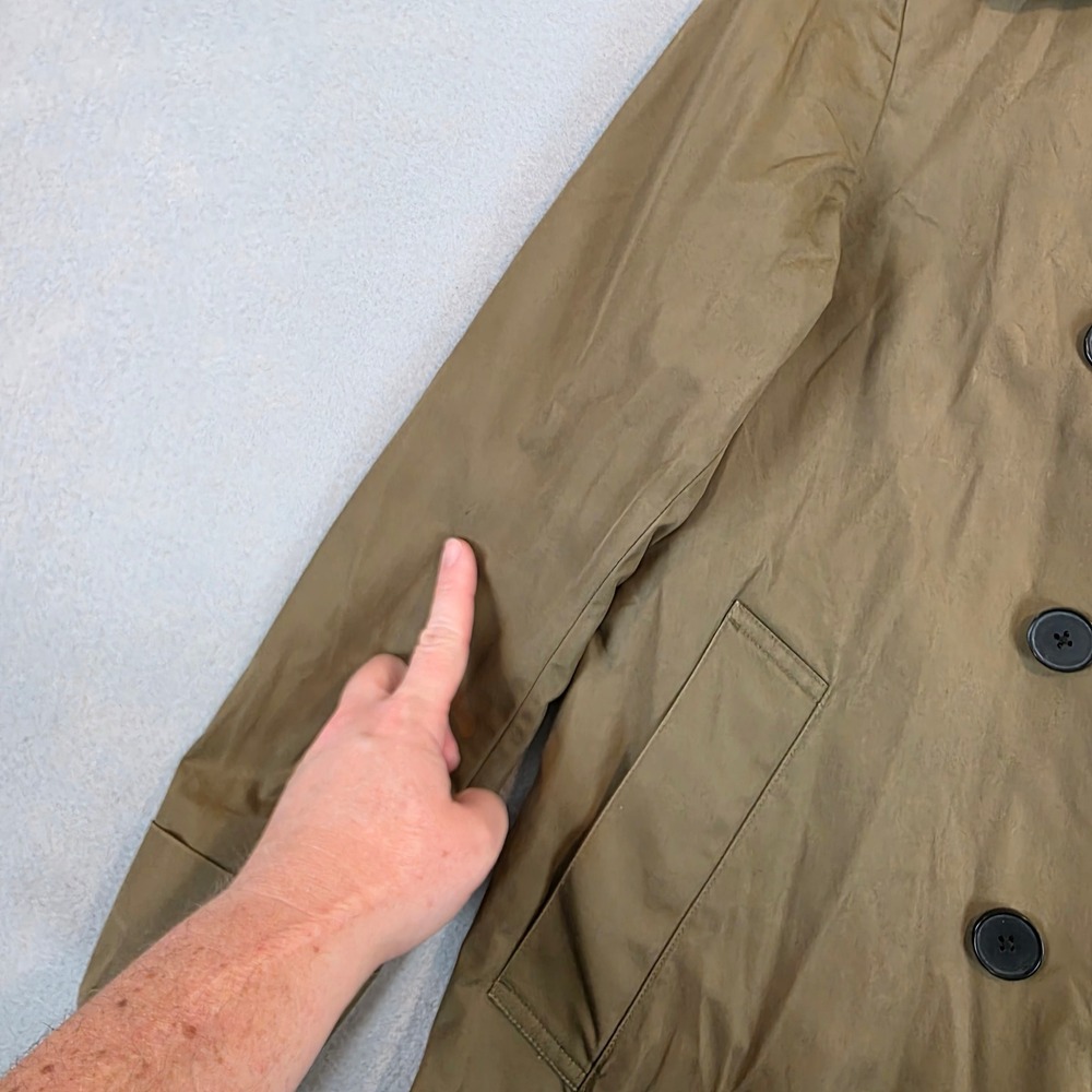 Everlane Womens Short Trench Coat Khaki Brown Double Breasted Cotton Jacket Sz S - Picture 3 of 9